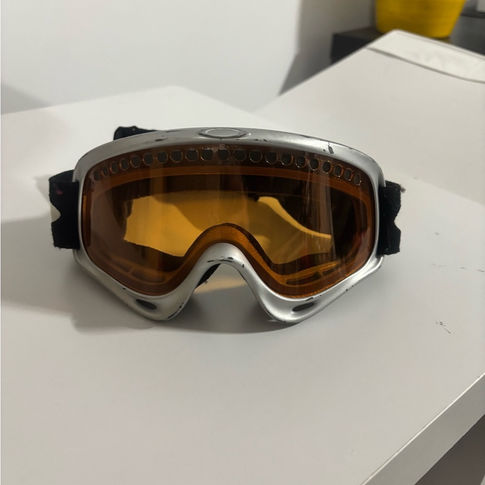 Silver and Orange Ski Goggles